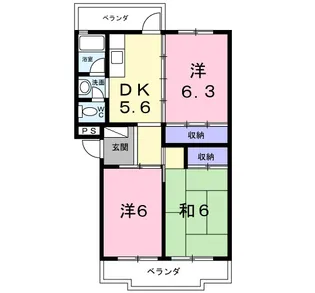 第一コーポ学苑【3階】の間取り
