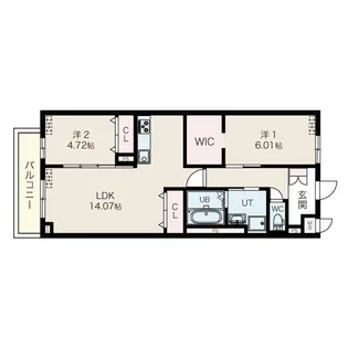 ロビニア若草【3階】の間取り