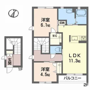 シャーメゾン・ユイナ B棟【2階】の間取り