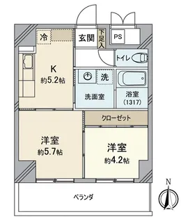 ミズテラス北長瀬表町【7階】の間取り