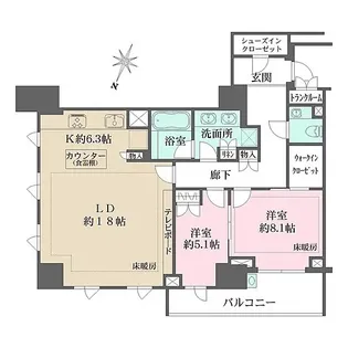 ザ・パークハウス渋谷南平台【7階】の間取り