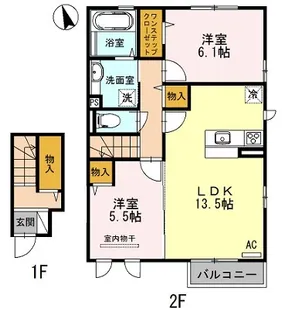 メルベーユ三丘【2階】の間取り