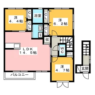 クロノス布橋II【2階】の間取り
