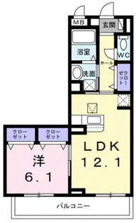 ボワ リュネール【1階】の間取り
