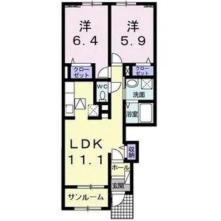 エスポワール・中城【1階】の間取り