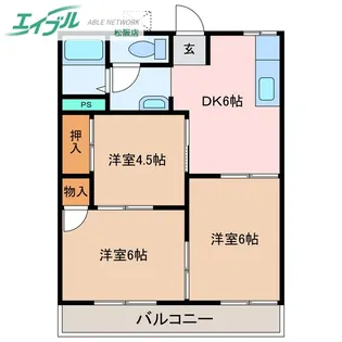タウニー垣鼻 B棟【2階】の間取り