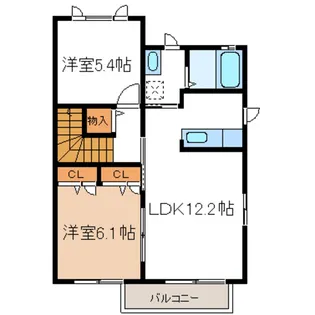 クオリス横倉A【2階】の間取り