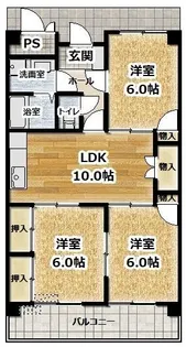 ルミウス恵美須【3階】の間取り