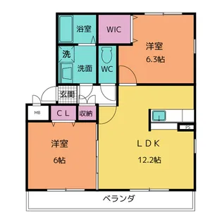 ハイツラベンダー A棟【1階】の間取り