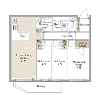 神奈川県横浜市神奈川区松ケ丘【マンション】の間取り