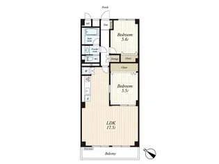 2LDKの間取り画像