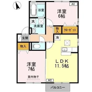 グレープシャイン A棟【1階】の間取り