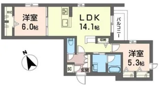 シャーメゾン 時間の翼【1階】の間取り