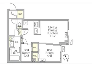 アジールコート後楽園【1階】の間取り
