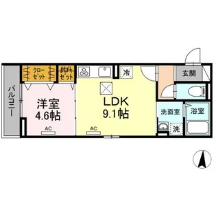 フロース江川【1階】の間取り