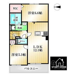 クック鮎喰【2階】の間取り