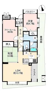 ワコーレパルテール須磨【1階】の間取り
