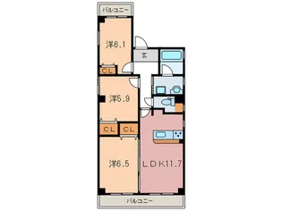 メゾン・ジョワイユ【3階】の間取り
