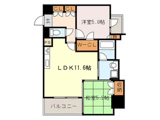 レジディア西新【9階】の間取り