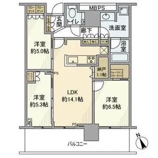 プラウドタワー小岩フロント【22階】の間取り