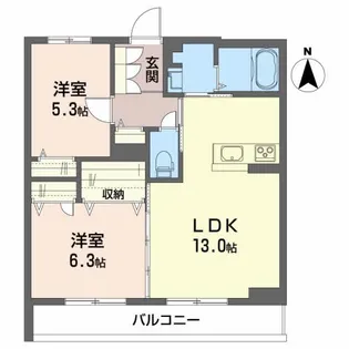 ゆうこく東仙台II【1階】の間取り