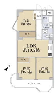 朝日ヶ丘レックスマンション1号棟【2階】の間取り