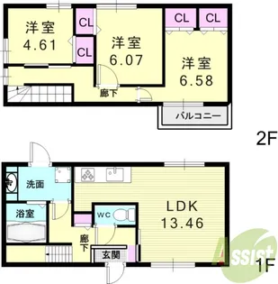 ベルメゾン向陽【1階】の間取り