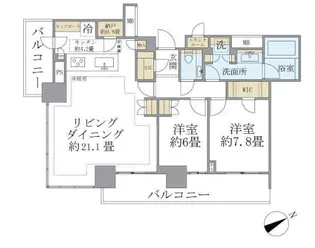 Brillia Tower 浜離宮【21階】の間取り