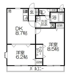 ユーロイヤルA【2階】の間取り
