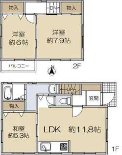 兵庫県芦屋市三条町【一戸建】の間取り