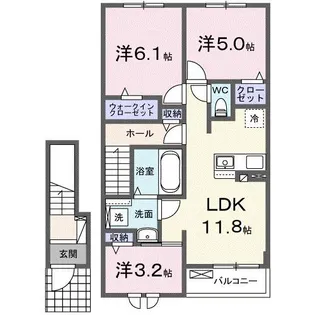 ソレイユ スクエア南相馬I【2階】の間取り
