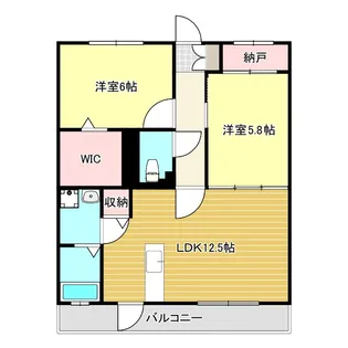 2LDKの間取り画像