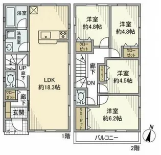 神奈川県座間市小松原2【一戸建】の間取り