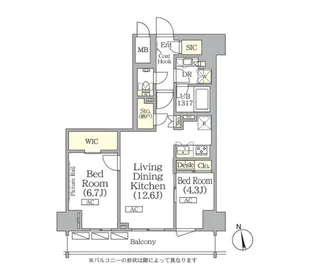 ザ・パークハビオ神楽坂レジデンスSouth【8階】の間取り