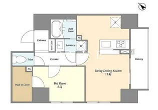 ユニデン八丁堀レジデンス【6階】の間取り