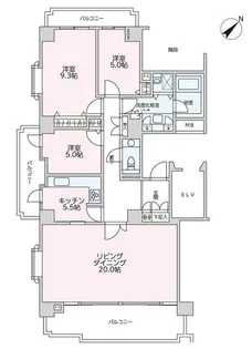 パークハウス多摩川北4番館【6階】の間取り