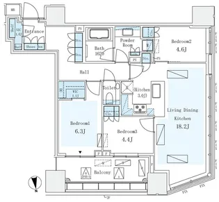 パークコート ザ・三番町ハウス【6階】の間取り