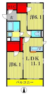 エクラージュ フジミ【2階】の間取り