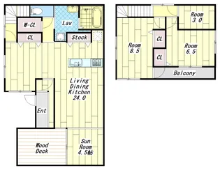 兵庫県芦屋市浜町【一戸建】の間取り