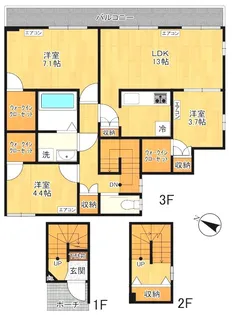 【Villetta 稲田堤】【3階】の間取り