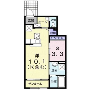 レスペヘリオスC【1階】の間取り