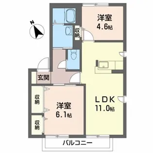江南ベルシA【2階】の間取り