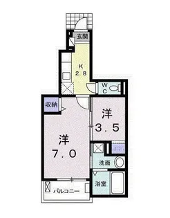 ル シェル ブルー B【1階】の間取り