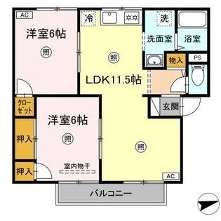 セジュールM A棟【2階】の間取り