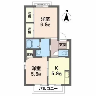 Flower Garden六番館【2階】の間取り