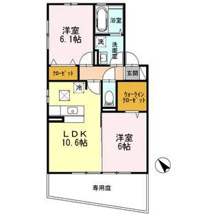 クリスタル・メゾン A棟【1階】の間取り