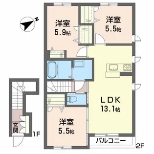 シャーメゾントミーC【2階】の間取り