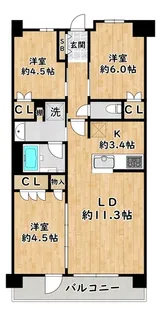 ジェイグランシティ塚本【4階】の間取り