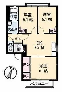 ハイツ西光寺 A棟【2階】の間取り