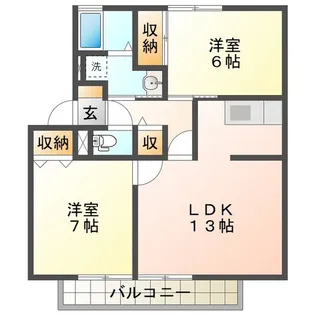 メルベーユ岩之谷 D【1階】の間取り